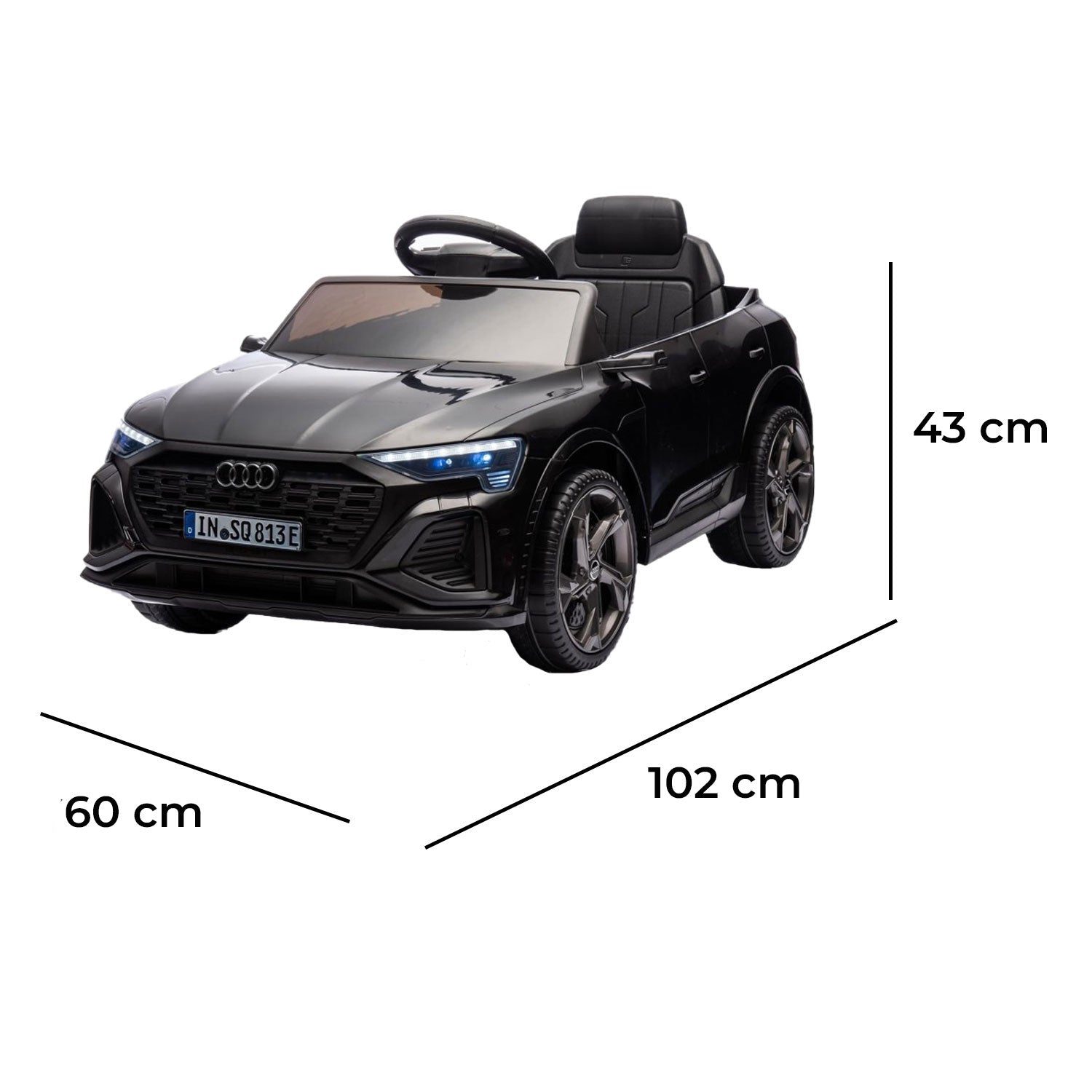 Macchina Elettrica per Bambini 12V Licenza Ufficiale Audi SQ8 E-Tron con Telecomando e Sedile Pelle Nero