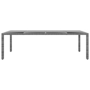 Tavolo Giardino Grigio 250x100x75cm Vetro Temperato Polyrattan 310593