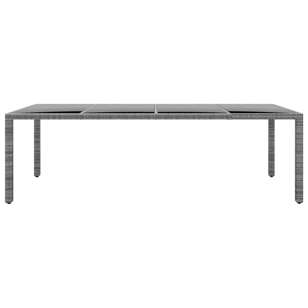 Tavolo Giardino Grigio 250x100x75cm Vetro Temperato Polyrattan 310593
