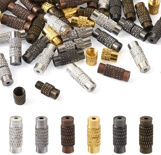 Connettori a vite 120 set - Ottone - 6 stili - Connettori per gioielli - Attività artigianali - Pezzi di regolazione 0,43~12x0,16 pollici