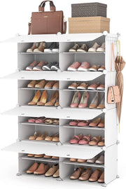 Organizzatore per scarpe - spazievitore - 8 livelli - bianco - 32 paia