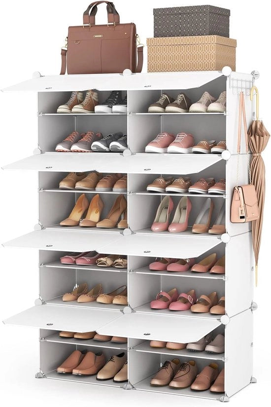 Organizzatore per scarpe - spazievitore - 8 livelli - bianco - 32 paia