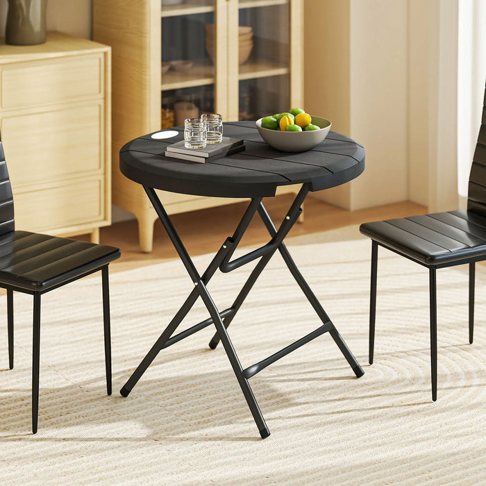 Tavolo da Giardino Ø80x73 cm Rotondo Pieghevole per 4 Persone in Alluminio e Plastica HDPE Grigio