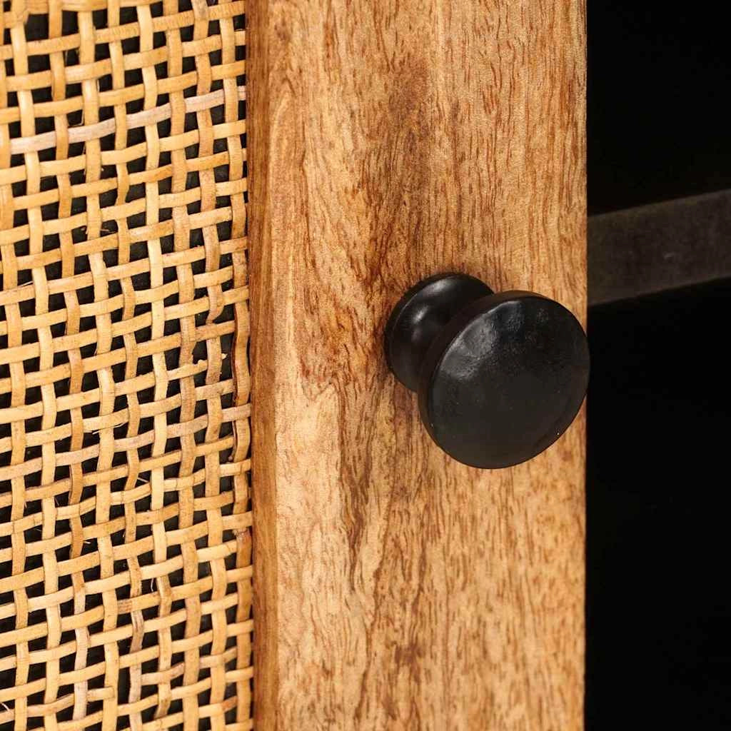 Mobile porta TV rettangolare moderno con contenitore 105 x 33 x 46 cm in legno massello di mango marrone 02_0057788