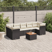 Set Divani da Giardino con Cuscini 8 pz Nero in Polyrattan 3255839