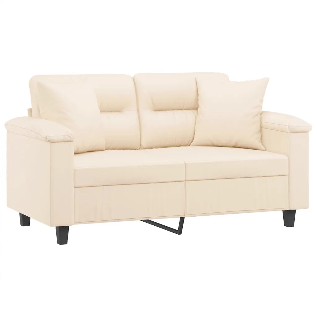 Divano a 2 Posti con Cuscini-Sofa 2 Posti con Cuscini Beige 120 cm Tessuto Microfibra