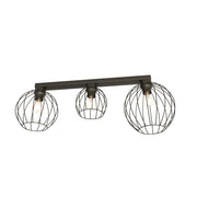 Plafoniera Minimal Industrial Geb 3 Luci Lineari Nera