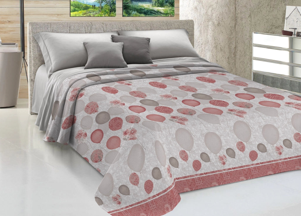 Copriletto Piquet Primavera Estate 100% Cotone Disegno Palloncini - Singolo - Rosso