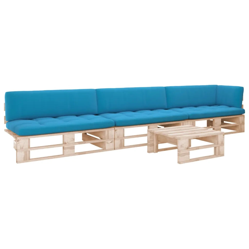 Set Divani su Pallet 4 pz e Cuscini in Legno di Pino Impregnato cod mxl 57105