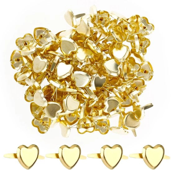 Mini Chiodi a forma di cuore in acciaio - 100 Stuks - Chiodi a forma di cuore - Chiodi per Scrapbooking - Leganti leggeri e compatti