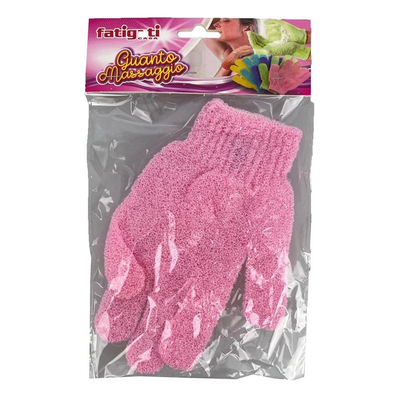 GUANTO MASSAGGIO MATERIALE IN POLIESTERE ESFOLIANTE DOPPIA FACCIA  COLORI ASSORTITI 1 PZ