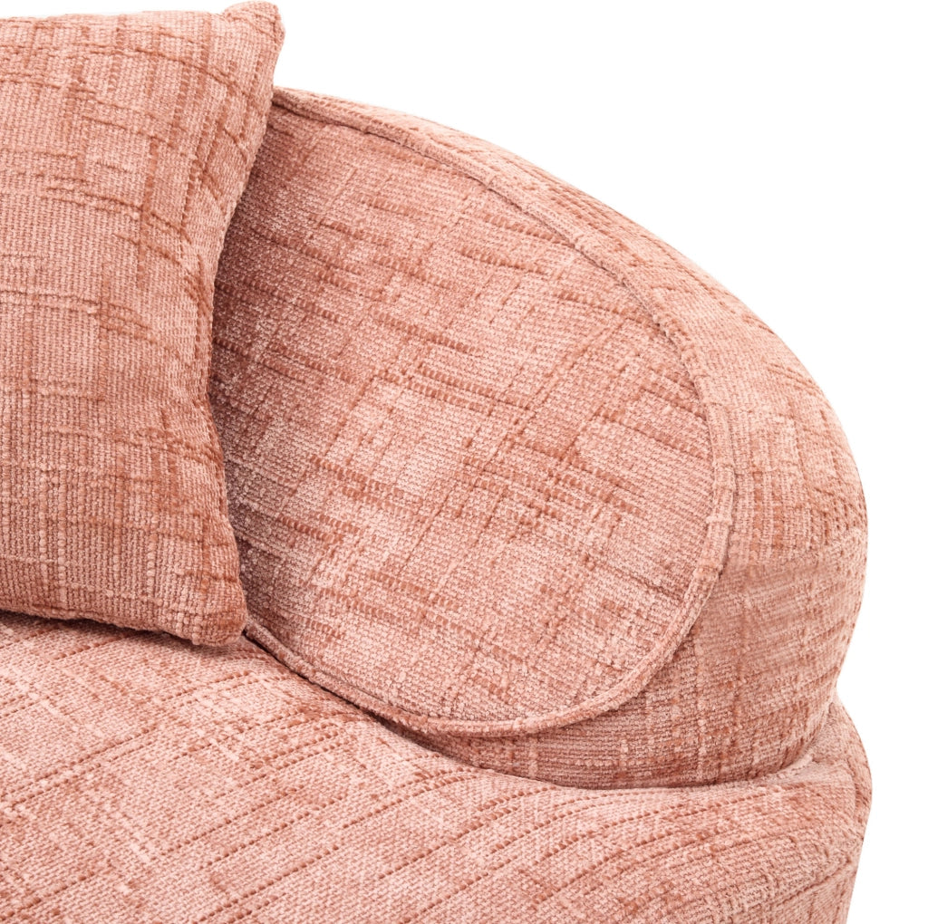 Divano 2 posti arrotondato 170x87x65 cm in tessuto rosa, senza montaggio –