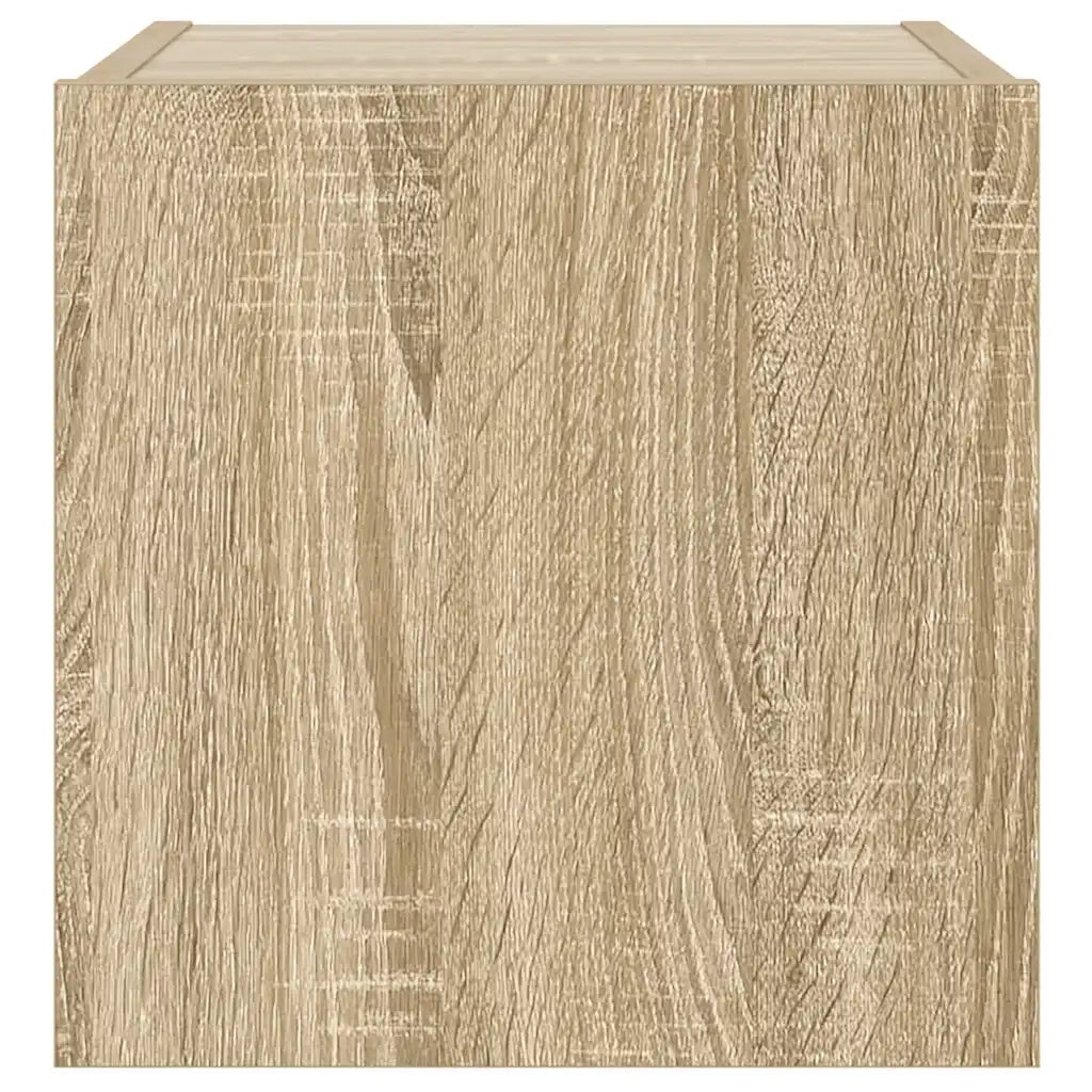 Mobile TV a Parete con Luci LED Rovere Sonoma 30,5x35x80 cm 837222