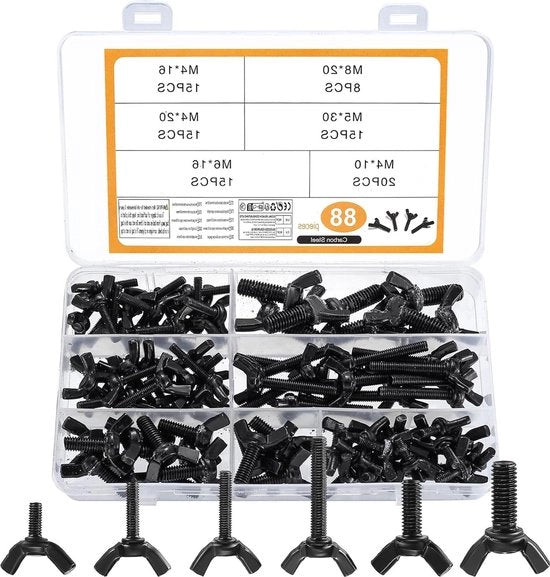 Viti a vela DIN 316 M4-M5-M6-M8 in acciaio carbonio viti a vela manubri viti a vela - 88 pezzi