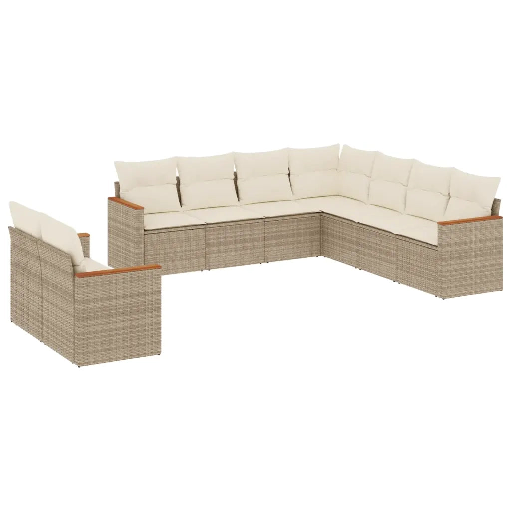 Set Divano da Giardino 9 pz con Cuscini Beige in Polyrattan 3226100
