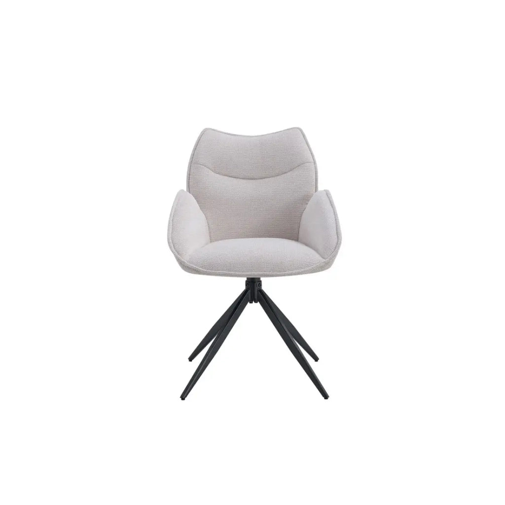 Sedia da pranzo girevole MOOREA - Tessuto beige - Piedi in metallo nero - Altezza 90 cm - Stile design/industriale