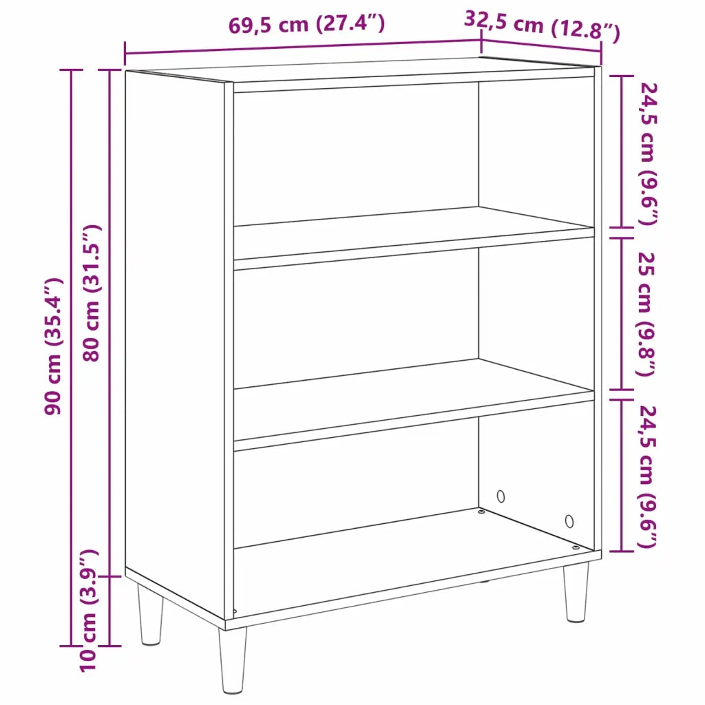 Credenza Rovere Nero 69,5 x 32,5 x 90 cm Legno ingegnerizzato 880703