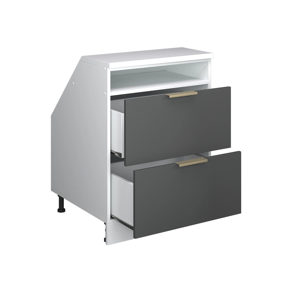 Mobile sottotetto Rion Antracite-oro/Bianco 60 x 83.8 cm con 2 cassetti, carcassa 60 cm profondità Vicco