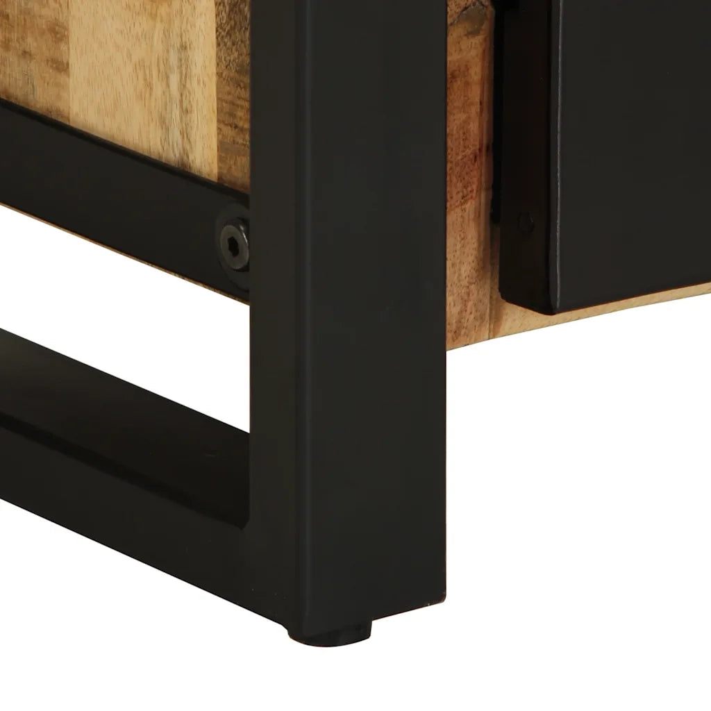 Comodino | Armadio da Notte | Mobiletto da notte 40x30x51 cm in Legno Grezzo Massello di Mango