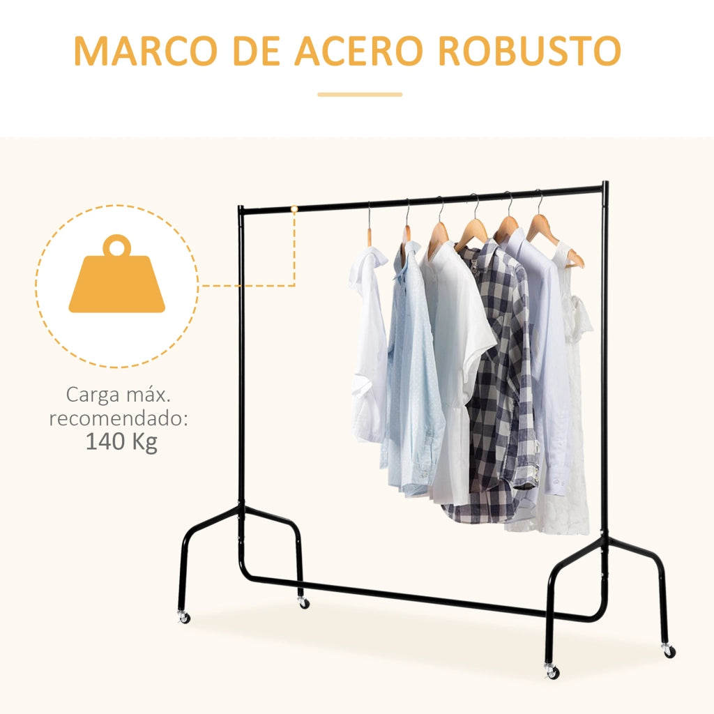 Attaccapanni Portascarpe con Ruote Mobile per Ingresso ¨C Minimal ¨C Nero 150x60x170 cm