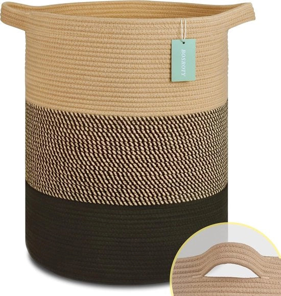 Tessuto grande contenitore - Contenitore di stoccaggio per giocattoli e abbigliamento - Mandria XXXL tessuta - 15,6" x 21