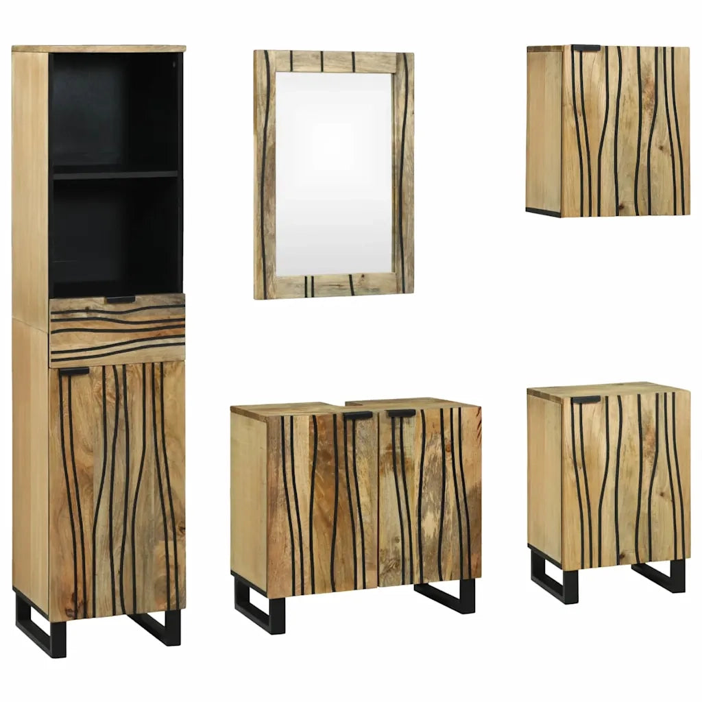 Set di mobili per il bagno 5 pcs Marrone Legno multistrato