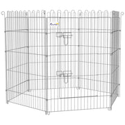 Recinto per Cani Pieghevole 8 Pezzi con Porta ¨C zephmum ¨C Grigio Acciaio 63x91 cm