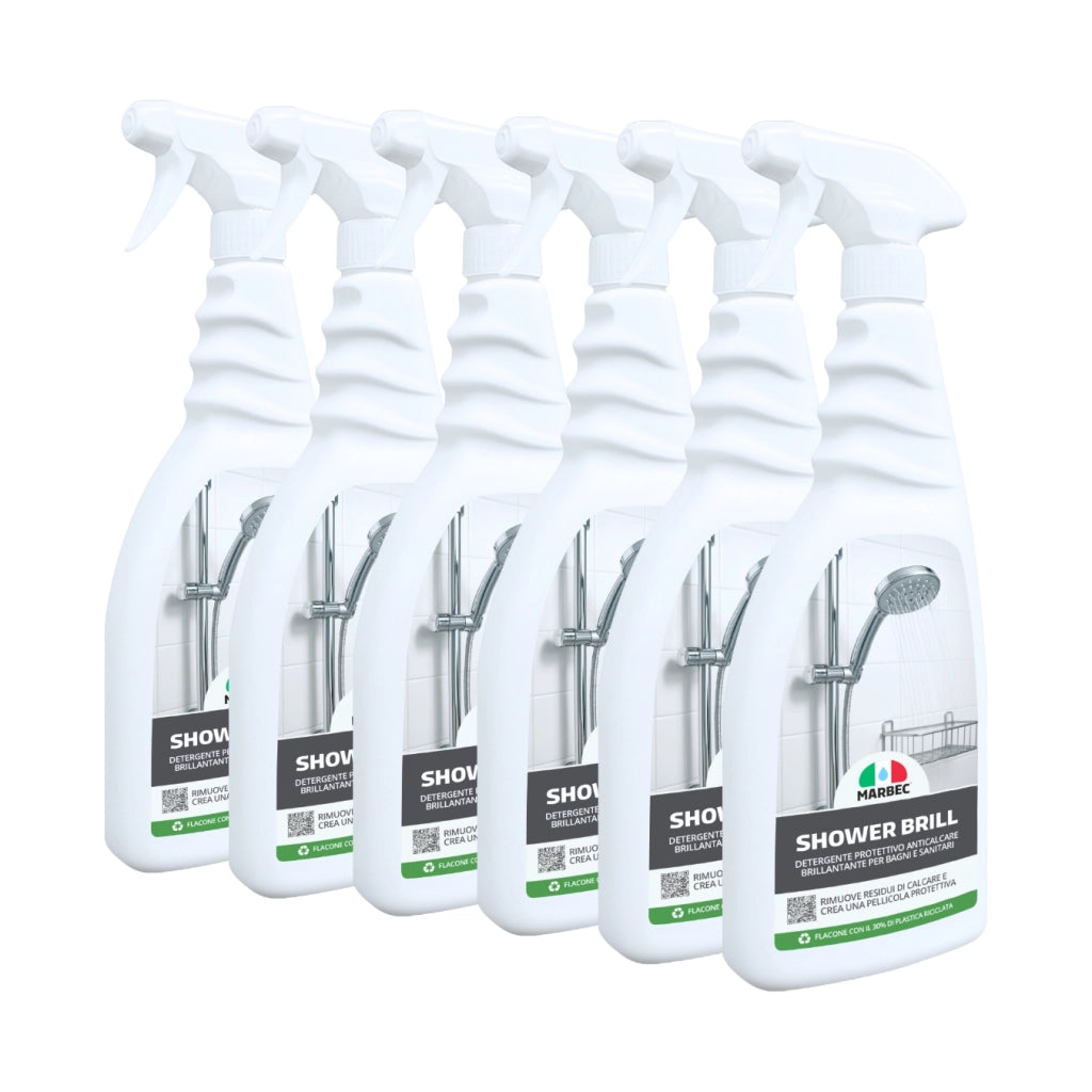 Detergente anticalcare bagno, protezione antigoccia, pulizia quotidiana Marbec SHOWER BRILL - 750MLx6Pz