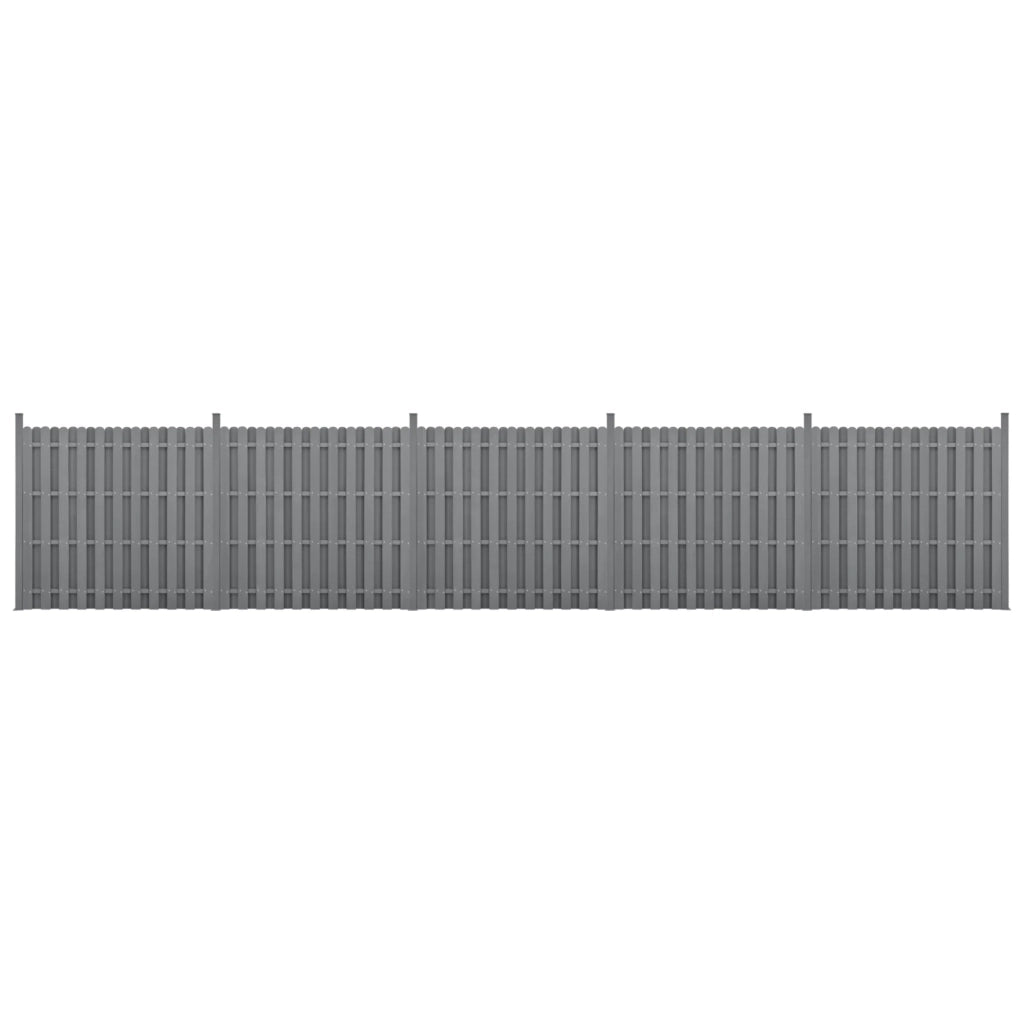 Set di 5 pannelli frangivento e per la privacy in legno composito (WPC) grigio 185 x 932 cm 03_0006591