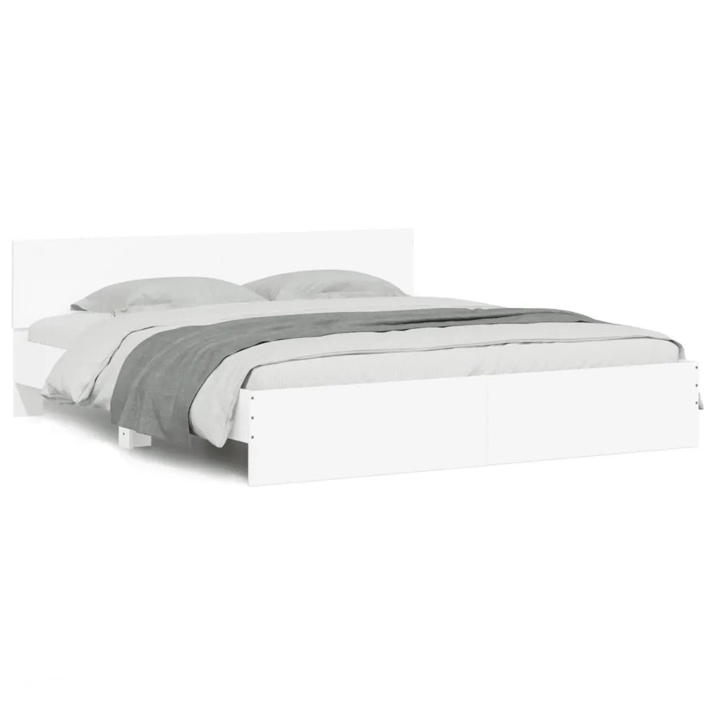 Letto matrimoniale | Letto per adulti | Giroletto con Testiera Bianco 200x200 cm