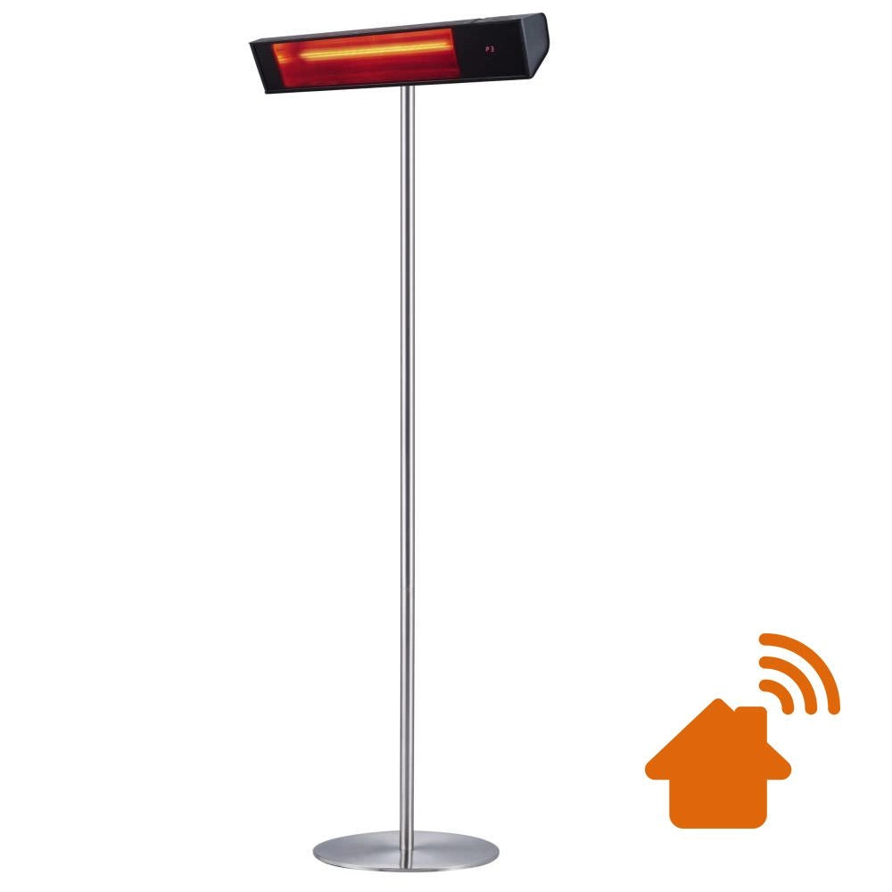Sined Radiatore a Infrarossi Wifi Per Esterno Con Piedistallo a Onda Corta Da 2000w Nero 3 Livelli Di Potenza 100 66 e 33 Angolo Di Regolazione 0gradi 15gradi e 30 Protezione Ip65