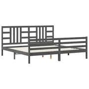 Letto matrimoniale | Letto per adulti | Giroletto con Testiera Grigio 200x200 cm in Legno Massello