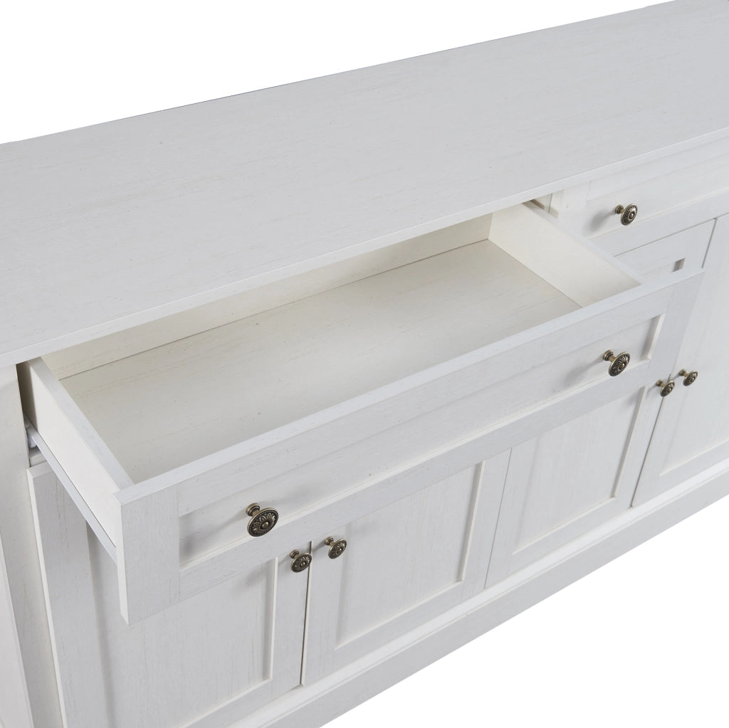 Credenza Sideboard con 4 ante e 2 cassetti; 150x40x86 cm; bianco antico