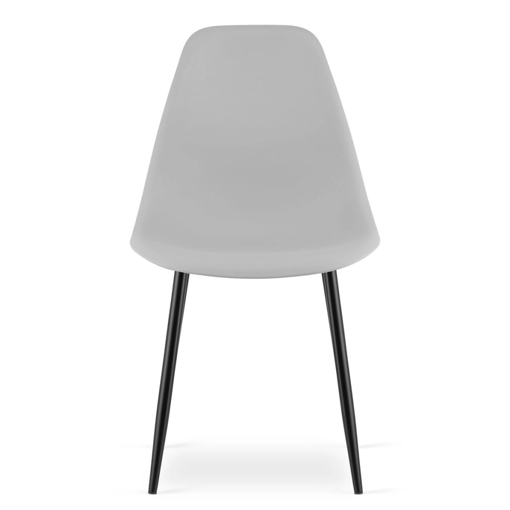 Sedia scandinava WAT grigia con gambe in metallo nero