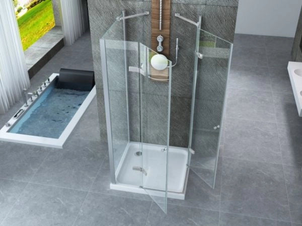 Box doccia Cristallo 8 MM frameless tre lati fisso piu' apertura doppio battente - Misura: 70 x 100 x 70 x h195