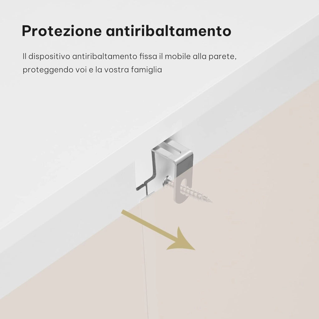 Mobile da Bagno, Armadietto da Terra Mobiletto, 50 x 30 x 93 cm, Mobiletto Bagno Salvaspazio, Ripiano Regolabile e Porte, per Soggiorno, Cucina, Corridoio, Bianco SBP0097
