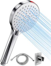 Douchekop idroregolatore con tubo di 1,6 m e idroregolatore di 8L/Min con set di regolazione della pressione in cromo.