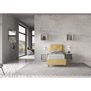 Letto imbottito Singolo 80x190 cm Appia - Contenitore,Microfibra,Ocra