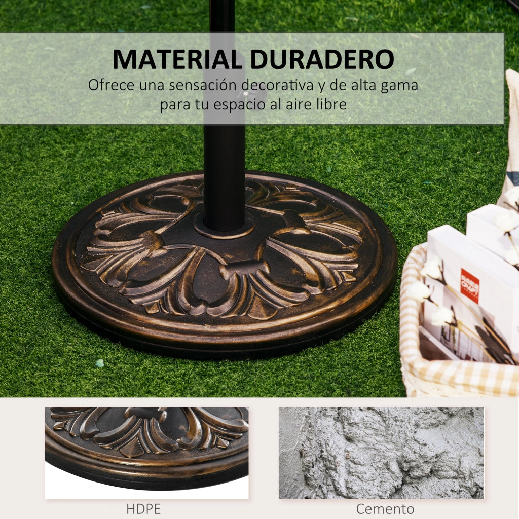 Base per Ombrellone Rotonda in HDPE e Cemento 13 kg ¨C zephmum ¨C Bronce ?48x34 cm per Palos ?35/38/48 mm