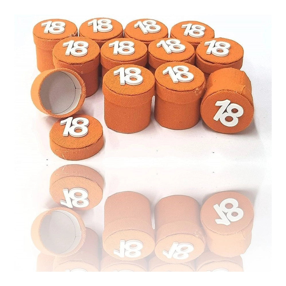 Trade Shop - Set 12 Pezzi Bomboniera Bomboniere Scatolina Arancione 18 Anni Portaconfetti -