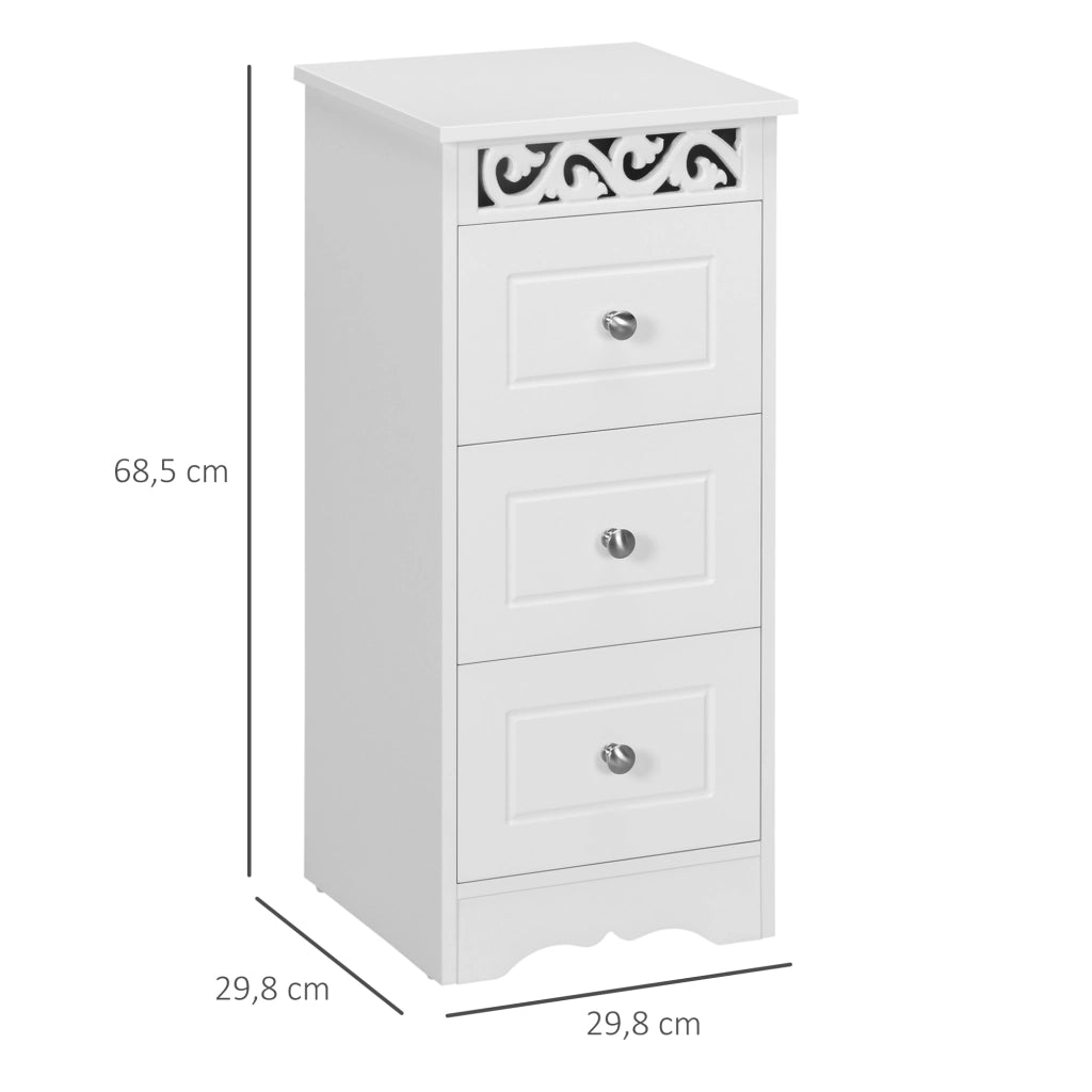 Cassettiera Bianca con 3 Cassetti ¨C zephmum ¨C 29.8x29.8x68.5 cm