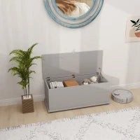 Baule Contenitore, Panca Contenitore con Coperchio Ribaltabile e Cerniere di Sicurezza, 100 x 40 x 40 cm, Grigio