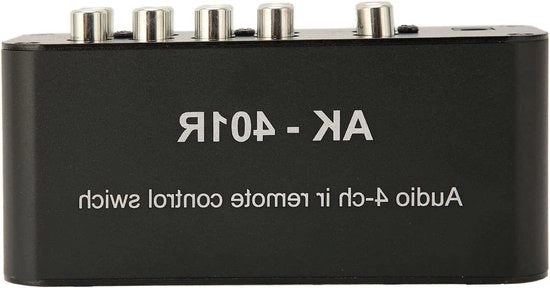 Schaltatore AV 4 canali in alluminio con telecomando IR - Interruttore stereo multifunzione 4 vie in 4 uscita