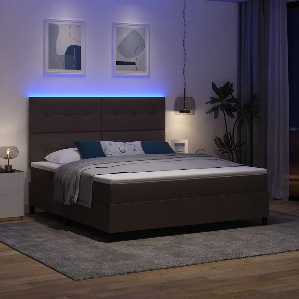Letto a molle con materasso Marrone scuro 180 x 200 cm Tessuto 3342889