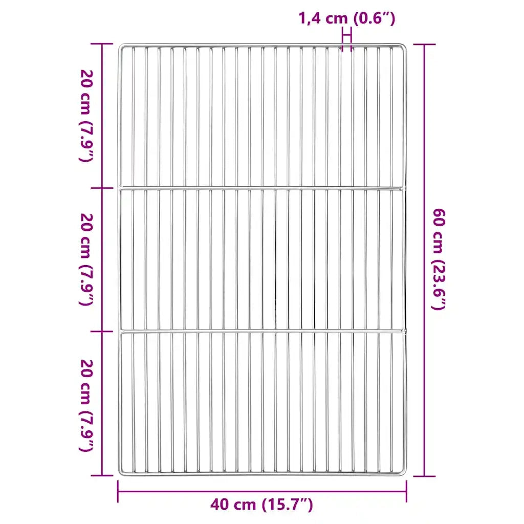 Griglia Argento 60 x 40 cm Acciaio inossidabile CFW6557818