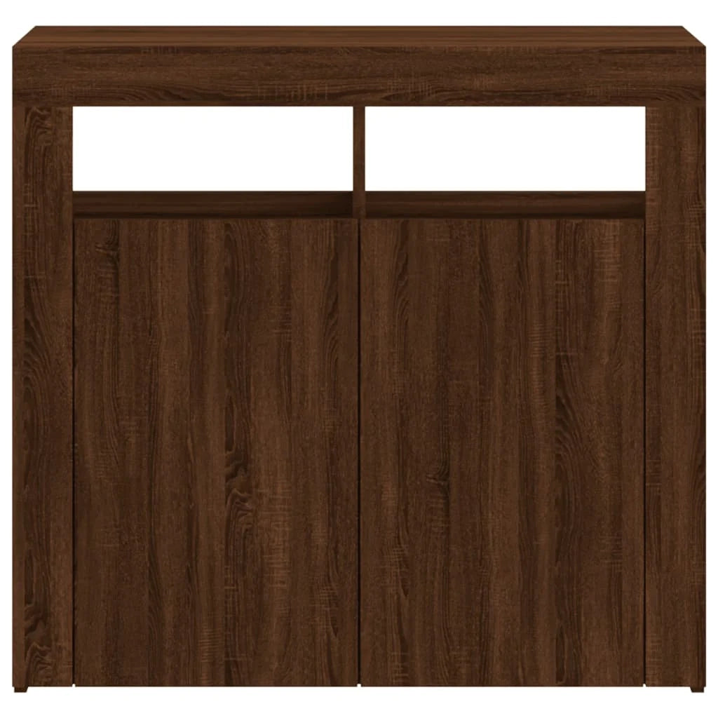 Credenza cassettiera armadio mobile contenitore organizer per cucina soggiorno salotto con luci LED 80 x 35 x 75 cm marrone 02_0029930
