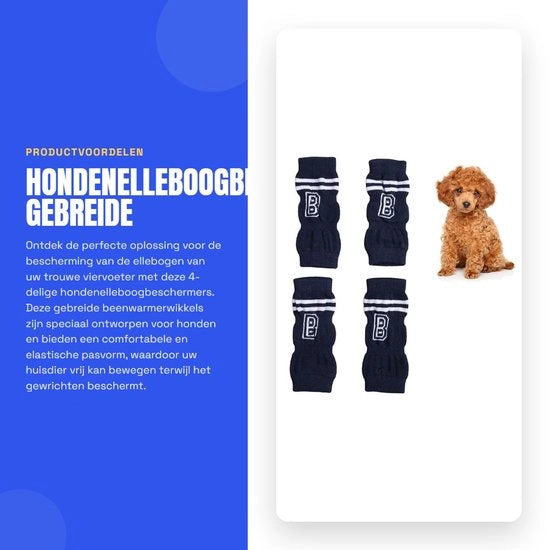 Protezione Arti Anteriori per Cani - 4 pezzi - Set di Supporti per Arti Anteriori - Caldaie a Maglia per Arti - Protezione Arti - Modello Moderno - Adattamento Elastico - Protezione per Arti Anteriori per Cani