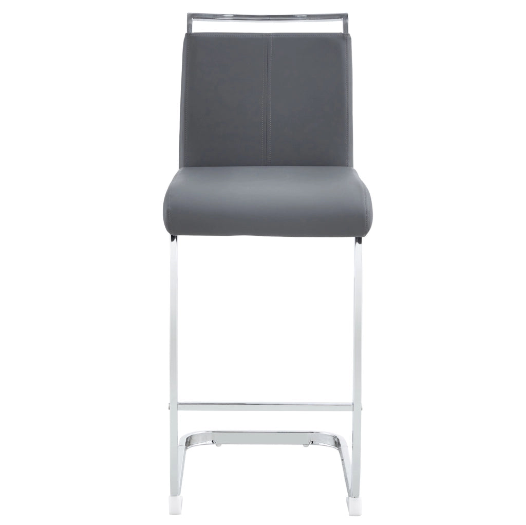 Set di 2 sgabelli da bar con schienale in PU e metallo grigio scuro