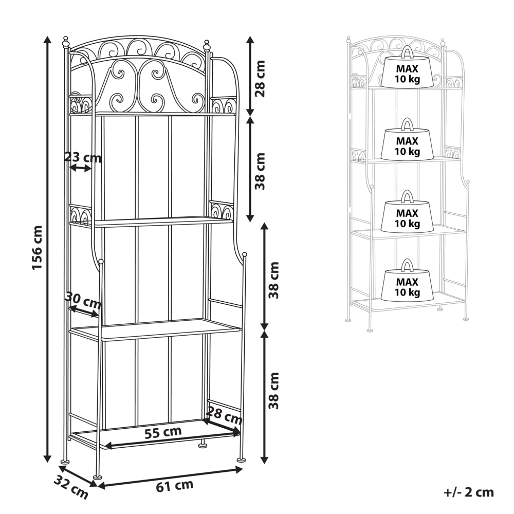 Scaffale per piante in metallo bianco 4 ripiani da giardino autoportante per esterni da esterno per interni da bagno