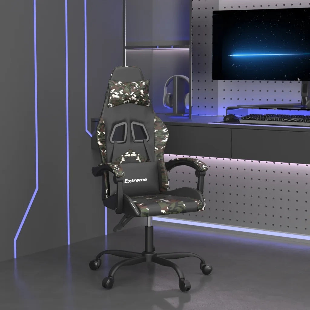 Sedia da Gaming | Sedia da e-sports Nero e Mimetico in Similpelle